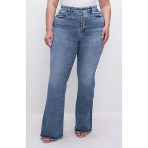 Good American Jeans Plus Sz 28 Blue Good Legs Flare Indigo518 High Rise Stretch